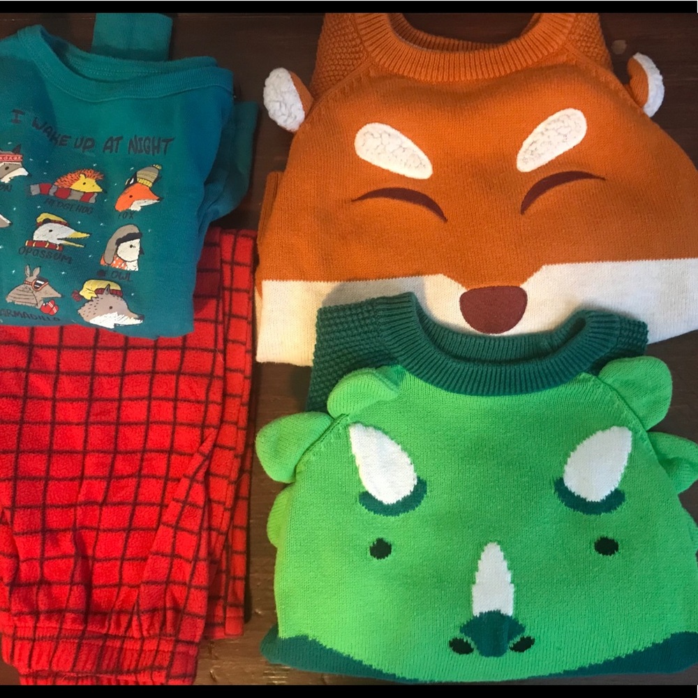 Cat & Jack Toddler Boy Sweater and PJ Lot